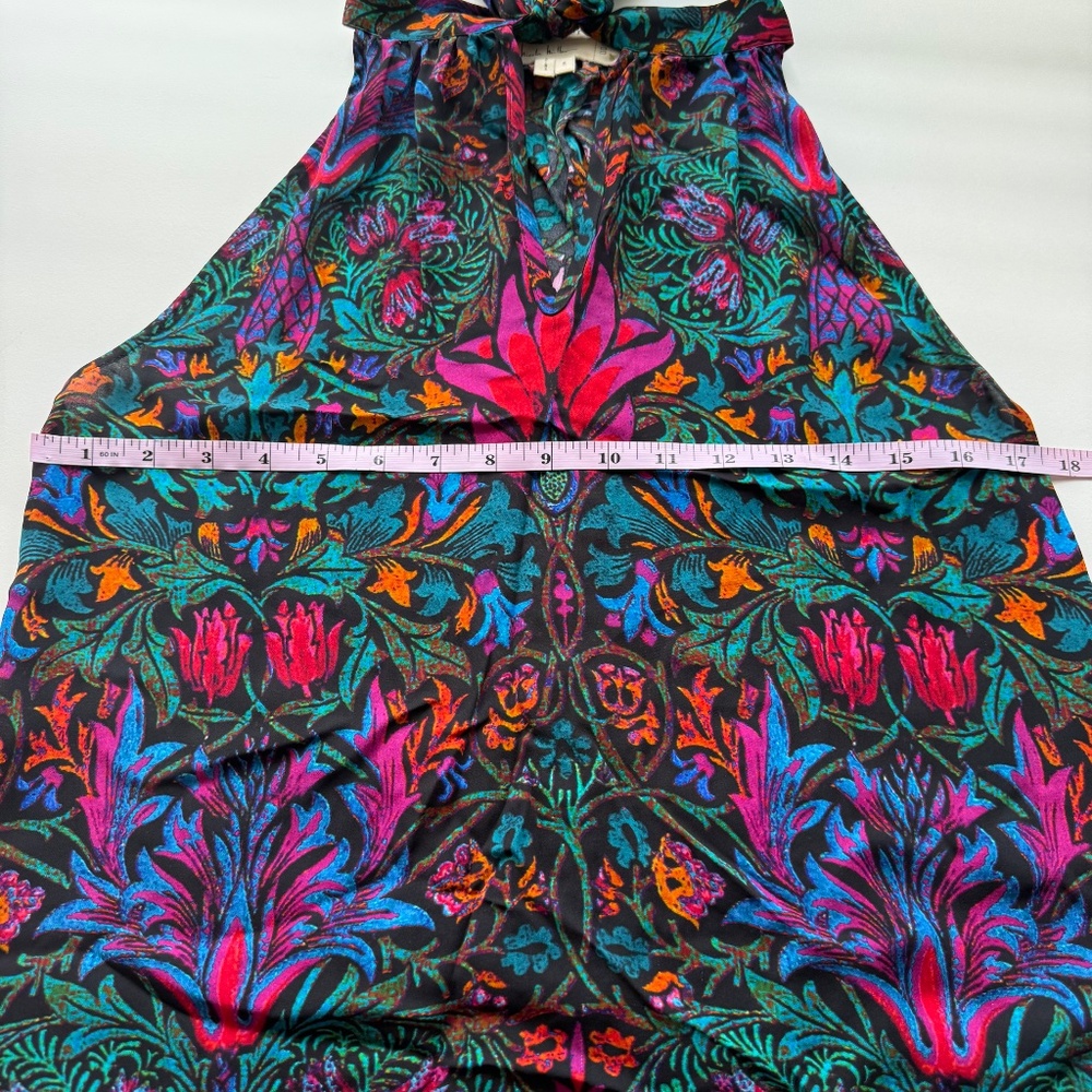*Vintage Nicole Miller Artelier Womens Black Multicolor Floral Silk Halter Top - Picture 9 of 10